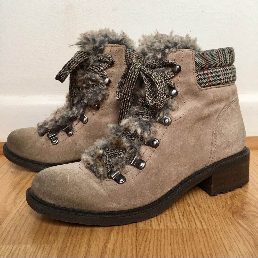 Sam Edelman Wool Fur Beige Dara Ankle Boots